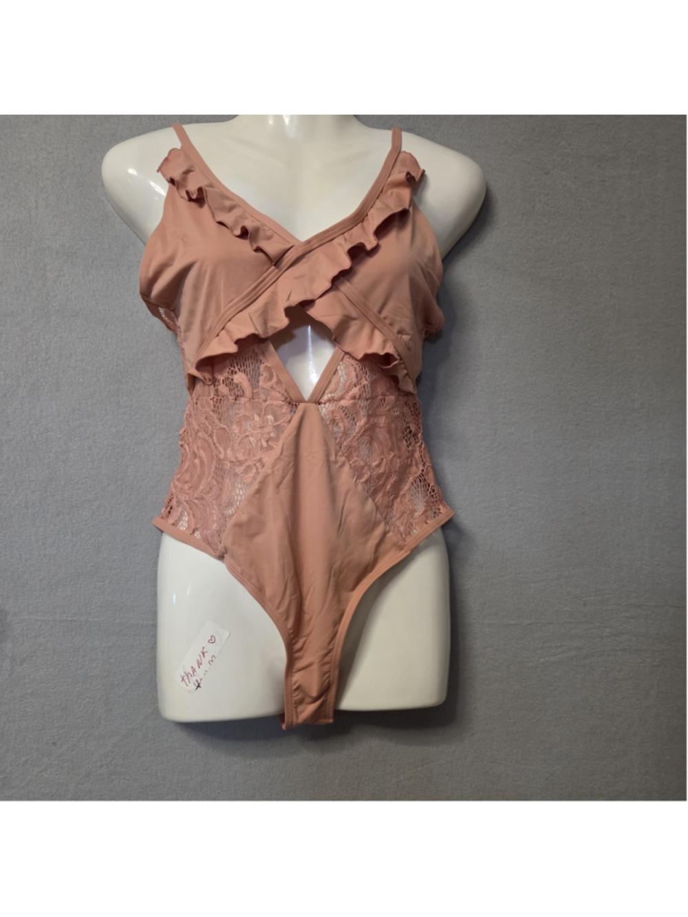 Women's Paper Heart Swim One Piece Swimsuit Size 6 Pink
